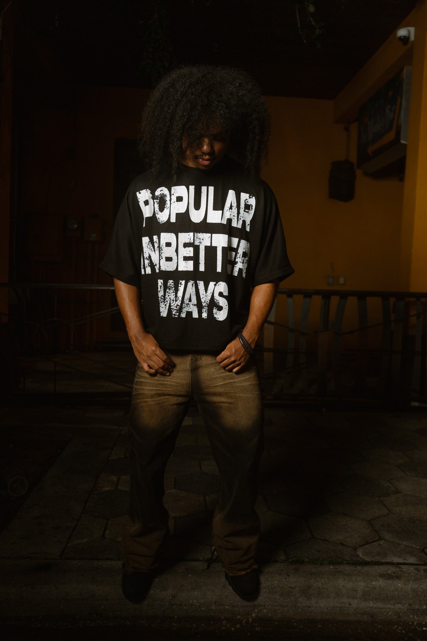 " Popular In Better Ways" Black Tee