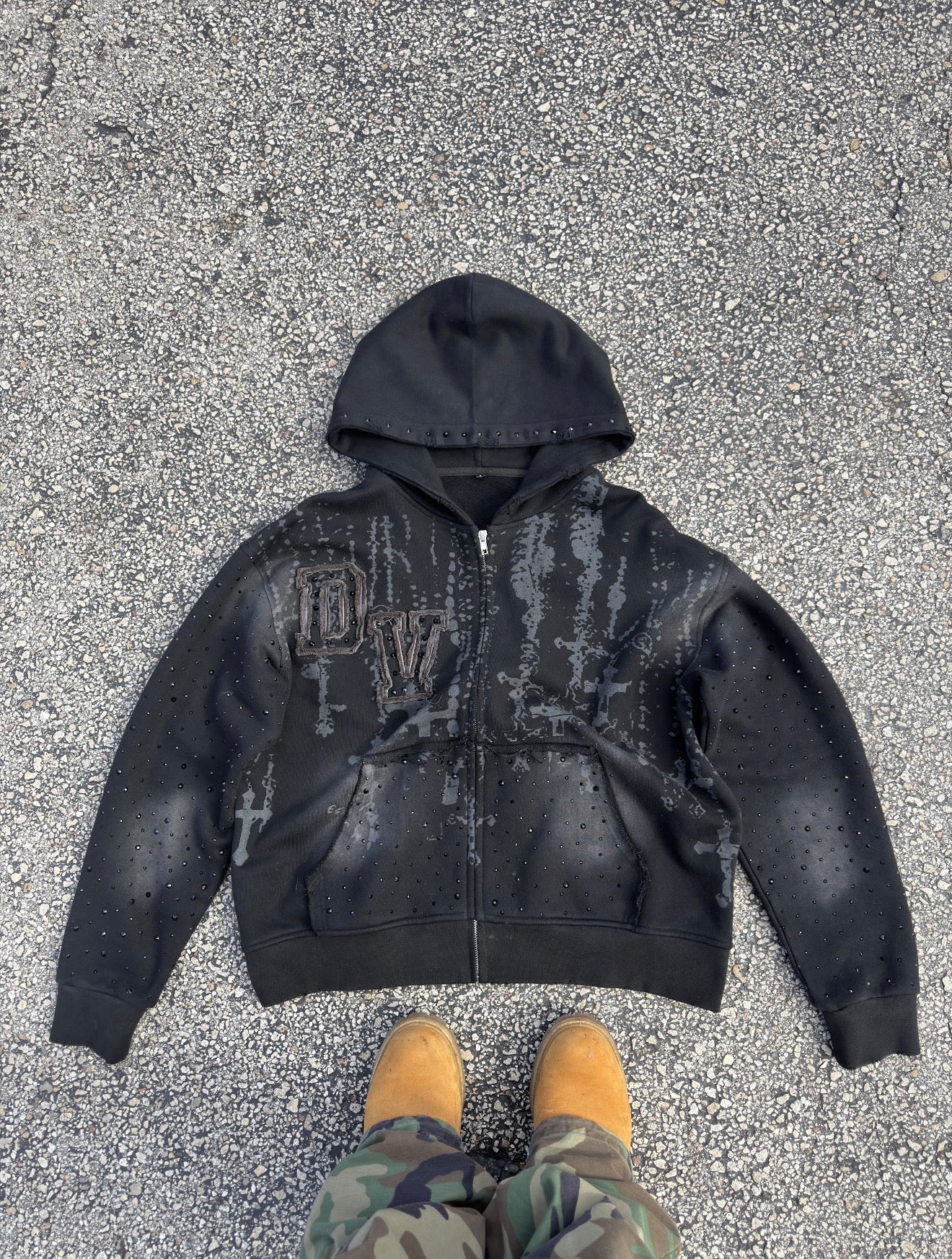 "OBSIDIAN" Rinestone Hoodie